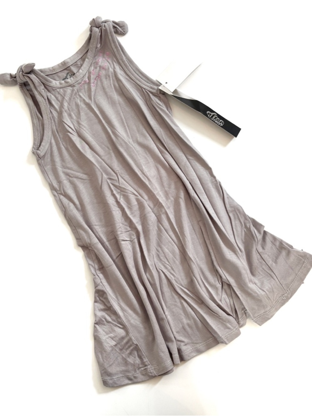 Girls' Tie-Shoulder Casual Dress in Grey